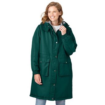 Woman Within Plus Size Mid-Length Microfiber Parka