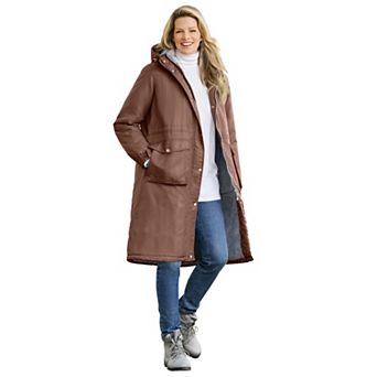 Woman Within Plus Size Mid-Length Microfiber Parka