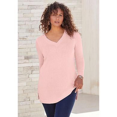 Roaman's Women's Plus Size Cashmore V-Neck Sweater