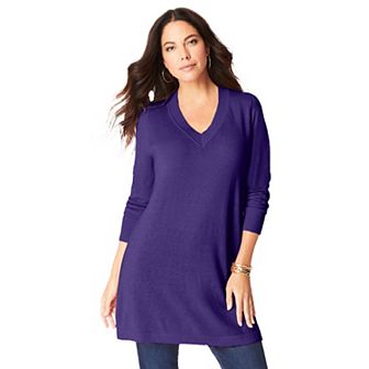 Roaman's Women's Plus Size Cashmere V-Neck Sweater