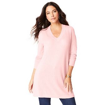 Roaman's Women's Plus Size Cashmere V-Neck Sweater