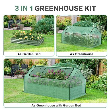 Aoodor Galvanized Steel Raised Bed with Removable Green - 6' x 3' x 3'