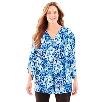 Catherines Women's Plus Size V-neck Angel Sleeve Blouse