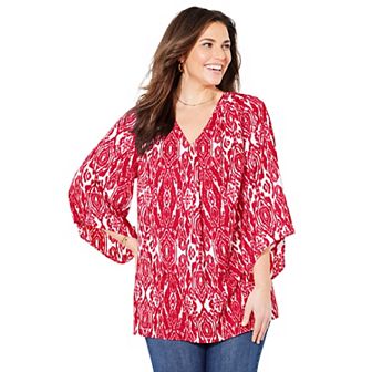 Catherines Women's Plus Size V-neck Angel Sleeve Blouse