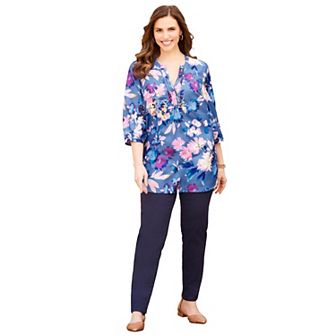Catherines Women's Plus Size Petite Muse Pintuck Tunic