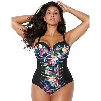 Swimsuits for All Women's Ruched Underwire One Piece Swimsuit