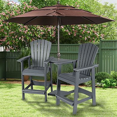 Aoodor Tall Adirondack Chairs Set Of 2,hdpe Patio Bar Stool With Connecting Tray