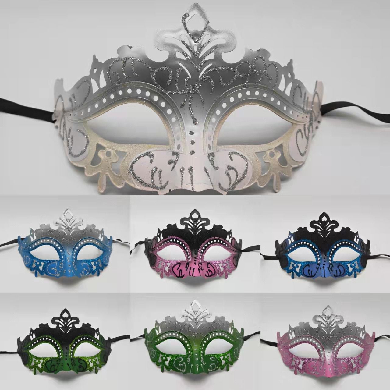 Arlai Halloween Halbgesichts-Masken Set – 12 Stück In Verschiedenen Farben, Mit Bändern