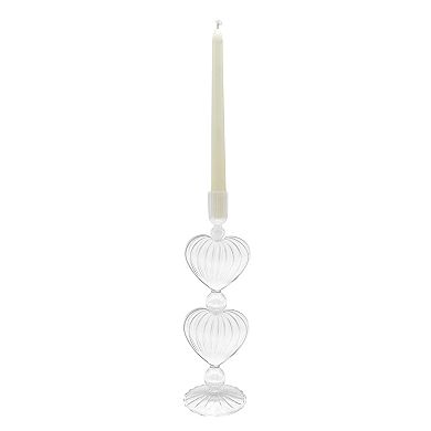 Celebrate Together Valentine's Day Clear Blown Glass Hearts Taper Candle Holder