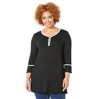 Catherines Women's Plus Size Liz&Me Henley Top