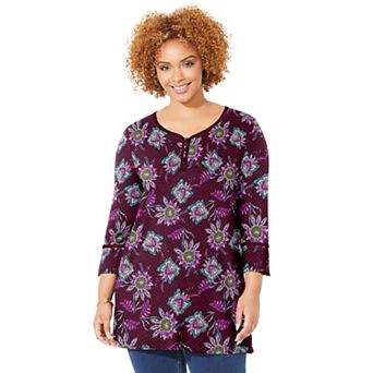 Catherines Women's Plus Size Liz&Me Henley Top