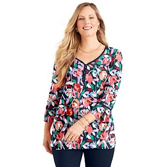 Catherines Women's Plus Size Liz&Me Henley Top