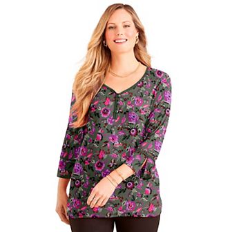 Catherines Women's Plus Size Liz&Me Henley Top
