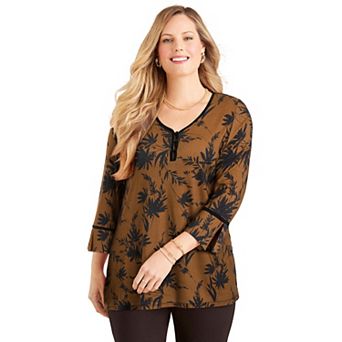Catherines Women's Plus Size Liz&Me Henley Top