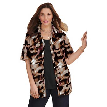 Catherines Women's Plus Size Petite Timeless Short Sleeve Blouse