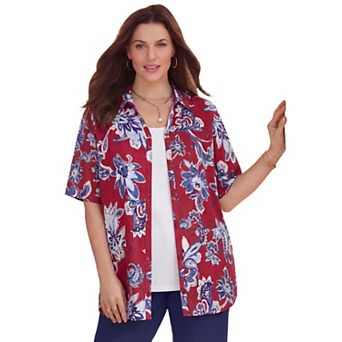 Catherines Women's Plus Size Petite Timeless Short Sleeve Blouse