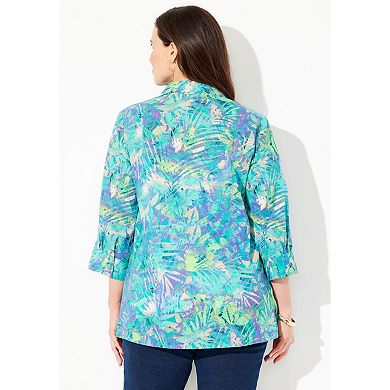 Catherines Women's Plus Size Print Buttonfront Shirt