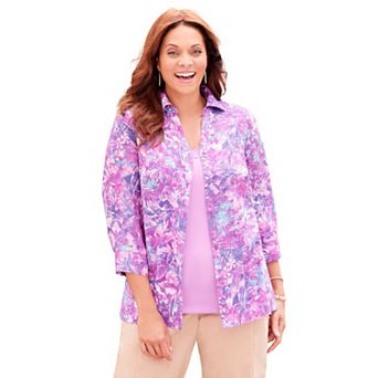 Catherines Women's Plus Size Print Buttonfront Shirt