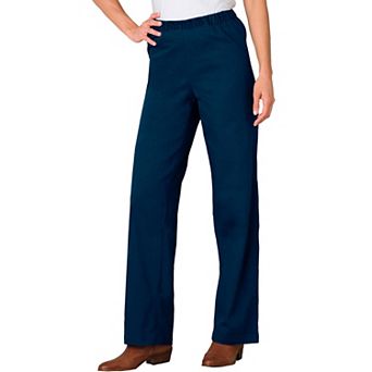 Woman Within Plus Size Petite Fineline Stretch Denim Wide-Leg Pull-On Jeans