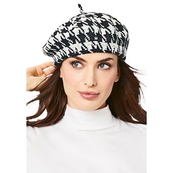Woman Within Women's Plus Size Houndstooth Beret