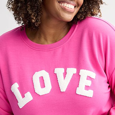 Plus Size Chelsea & Theodore Drop Shoulder Crewneck Pullover with Knit Rib Trim Details