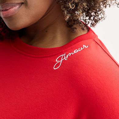 Plus Size Chelsea & Theodore Drop Shoulder Crewneck Pullover with Knit Rib Trim Details