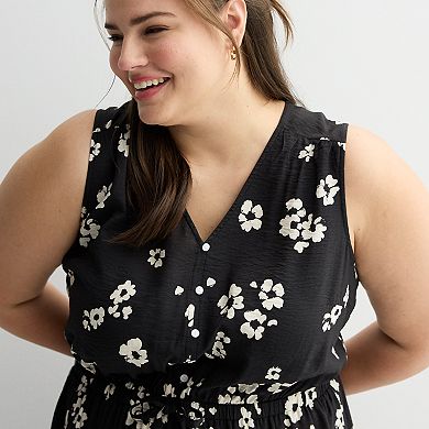 Plus Size Sonoma Goods For Life® Femme Button Bodice Maxi Dress