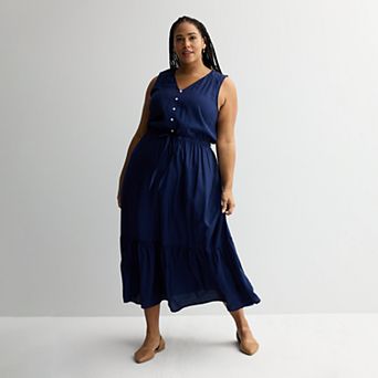 Plus Size Sonoma Goods For Life® Femme Button Bodice Maxi Dress