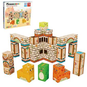 PicassoTiles 72 pc Magnetic Blocks Dinosaur World Theme, Magentic Building Blocks for for Kids 3+