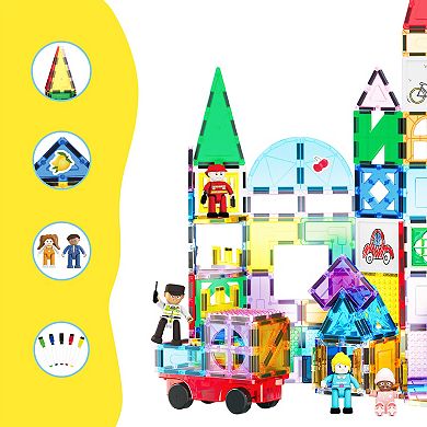 PicassoTiles 350 Piece Bulk Set STEM Toy Magnetic Tiles, Building Blocks for Kids Age 3 & Up, PT350