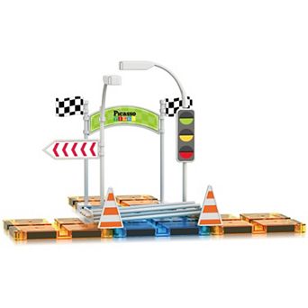 PicassoTiles 18 pc Accessory Race Track, Magnetic Tiles, Magnetic Building Toys for Kids 3+