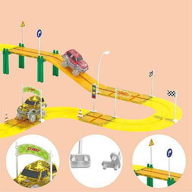 PicassoTiles 18 PC Accessory Race Track, Magnetic Tiles, Magnetic Building Toys for Kids 3+