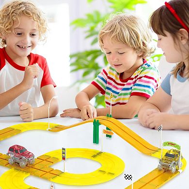 PicassoTiles 18 PC Accessory Race Track, Magnetic Tiles, Magnetic Building Toys for Kids 3+