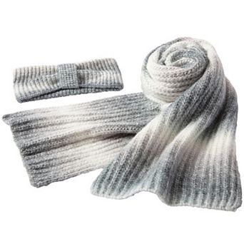 Woman Within Women's Plus Size Ombre Knitted Headband And Scarf Set.
