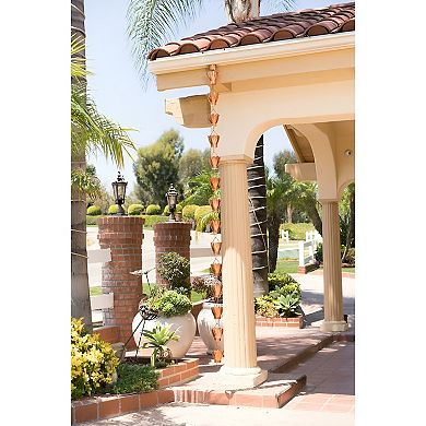 Copper 8.5 Ft Floral Petal Cups Rain Chain