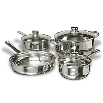 7 pc Stainless Steel Cookware Set With Tempered Glass Lids
