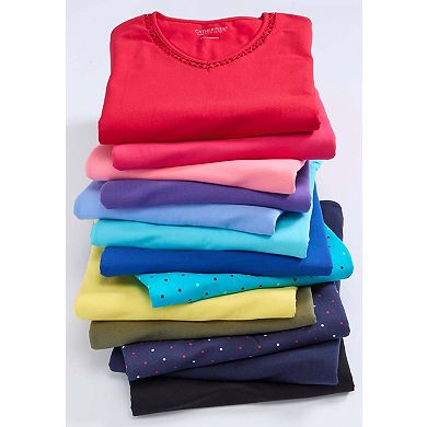 Catherines Women's Plus Size Petite Suprema Crochet V-neck Tee