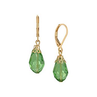 1928 Crystal Faceted Teardrop Drop Earrings