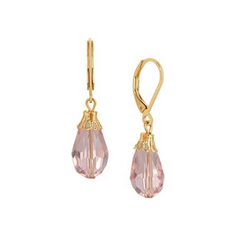 1928 Crystal Faceted Teardrop Drop Earrings