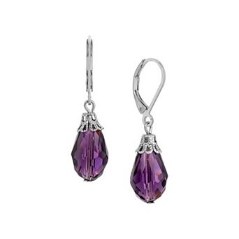 1928 Crystal Faceted Teardrop Drop Earrings