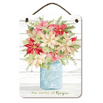COURTSIDE MARKET Poinsettia Vase 12" x 16" Hanging Artboard