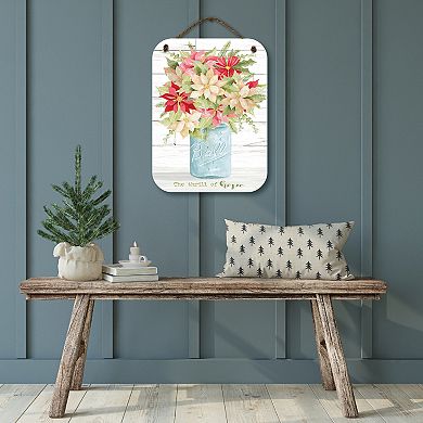 COURTSIDE MARKET Poinsettia Vase 12" x 16" Hanging Artboard