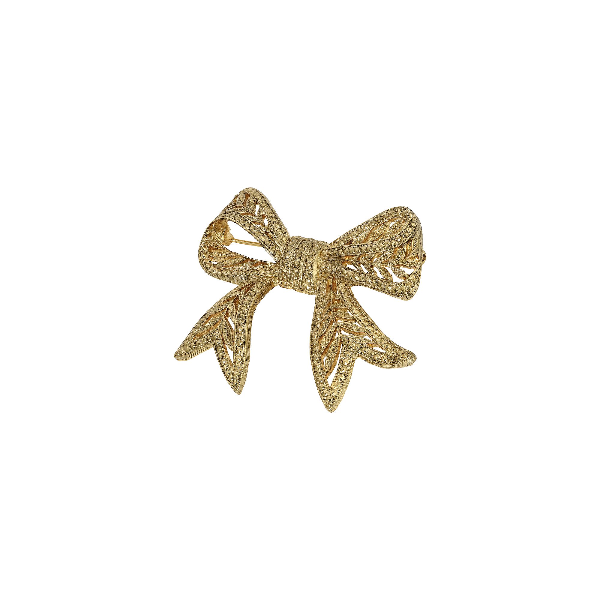1928 Art Deco Bow Pin, Womens, Yellow