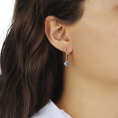 1928 Gold Tone Crystal Heart Drop Earrings