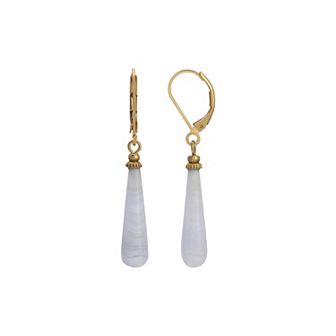 1928 Gold Tone Stone Linear Drop Earrings