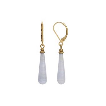 1928 Gold Tone Stone Linear Drop Earrings