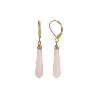 1928 Gold Tone Stone Linear Drop Earrings