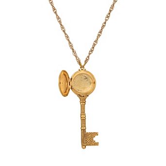 1928 Key Floral Locket Necklace