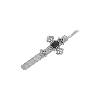 1928 Silver Tone Blue Crystal Cross Bobby Pin