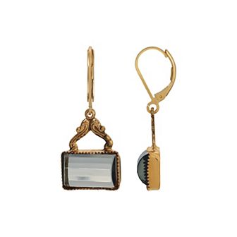1928 Gold Tone Rectangular Drop Earrings